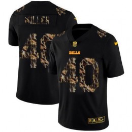 Buffalo Bills #40 Von Miller Men's Black Flocked Lightning Vapor Limited NFL Jersey