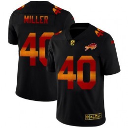 Buffalo Bills #40 Von Miller Men's Black Red Orange Stripe Vapor Limited NFL Jersey
