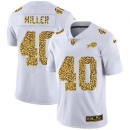 Buffalo Bills #40 Von Miller Men's Flocked Leopard Print Vapor Limited NFL Jersey White