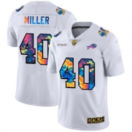 Buffalo Bills #40 Von Miller Men's White Multi-Color 2020 NFL Crucial Catch Limited NFL Jersey