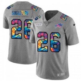 Buffalo Buffalo Bills #26 Devin Singletary Men's Multi-Color 2020 NFL Crucial Catch NFL Jersey Greyheather Men's