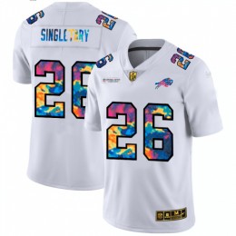 Buffalo Buffalo Bills #26 Devin Singletary Men's White Multi-Color 2020 NFL Crucial Catch Limited NFL Jersey