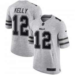 Bills #12 Jim Kelly Gray Men's Stitched NFL Limited Gridiron Gray II Jersey