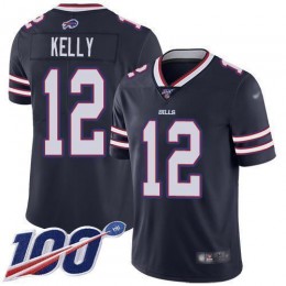 Bills #12 Jim Kelly Navy Men's Stitched NFL Limited Inverted Legend 100th Season Jersey