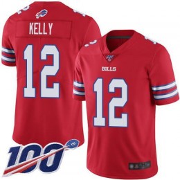 Bills #12 Jim Kelly Red Men's Stitched NFL Limited Rush 100th Season Jersey