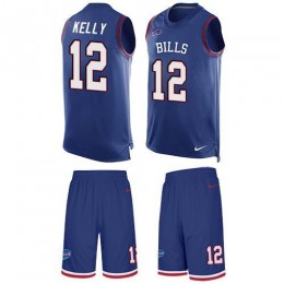 Bills #12 Jim Kelly Royal Blue Team Color Men's Stitched NFL Limited Tank Top Suit Jersey