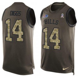 Bills #14 Stefon Diggs Green Men's Stitched NFL Limited Salute To Service Tank Top Jersey