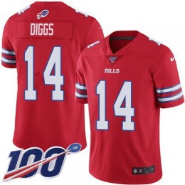 Bills #14 Stefon Diggs Red Men's Stitched NFL Limited Rush 100th Season Jersey