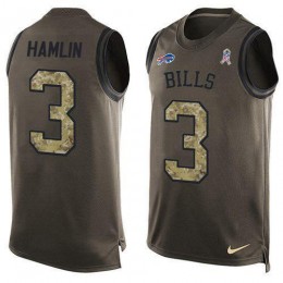 Bills #3 Damar Hamlin Green Men's Stitched NFL Limited Salute To Service Tank Top Jersey