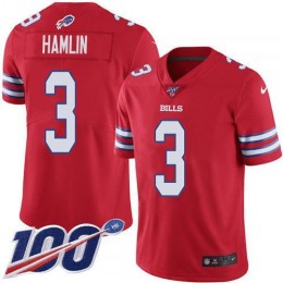 Bills #3 Damar Hamlin Red Men's Stitched NFL Limited Rush 100th Season Jersey