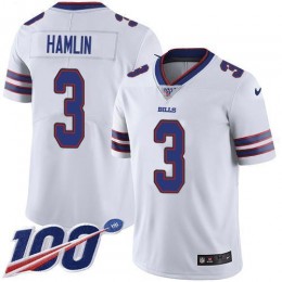 Bills #3 Damar Hamlin White Men's Stitched NFL 100th Season Vapor Limited Jersey