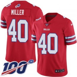Bills #40 Von Miller Red Men's Stitched NFL Limited Rush 100th Season Jersey