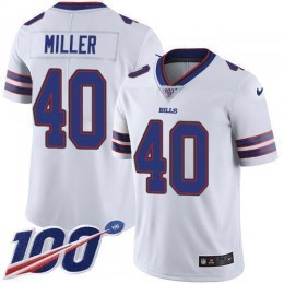 Bills #40 Von Miller White Men's Stitched NFL 100th Season Vapor Limited Jersey