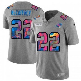 Carolina Carolina Panthers #22 Christian McCaffrey Men's Multi-Color 2020 NFL Crucial Catch NFL Jersey Greyheather Men's