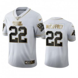 Carolina Carolina Panthers #22 Christian McCaffrey Men's White Golden Edition Vapor Limited NFL 100 Jersey