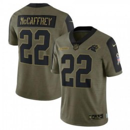 Carolina Carolina Panthers #22 Christian McCaffrey Olive 2021 Salute To Service Limited Player Jersey