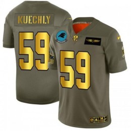 Carolina Carolina Panthers #59 Luke Kuechly NFL Men's Olive Gold 2019 Salute to Service Limited Jersey