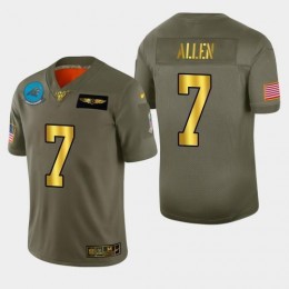 Carolina Carolina Panthers #7 Kyle Allen Men's Olive Gold 2019 Salute to Service Limited NFL 100 Jersey