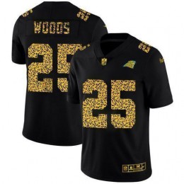 Carolina Panthers #25 Xavier Woods Men's Leopard Print Fashion Vapor Limited NFL Jersey Black