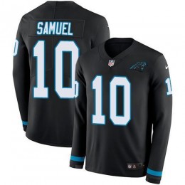 Carolina Panthers #10 Curtis Samuel Black Team Color Men's Stitched NFL Limited Therma Long Sleeve Jersey