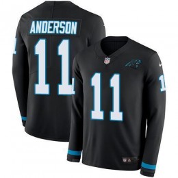 Carolina Panthers #11 Robby Anderson Black Team Color Men's Stitched NFL Limited Therma Long Sleeve Jersey
