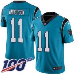 Carolina Panthers #11 Robby Anderson Blue Men's Stitched NFL Limited Rush 100th Season Jersey
