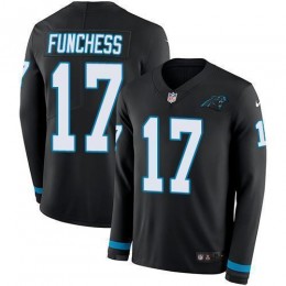 Carolina Panthers #17 Devin Funchess Black Team Color Men's Stitched NFL Limited Therma Long Sleeve Jersey