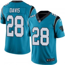 Carolina Panthers #28 Mike Davis Blue Men's Stitched NFL Limited Rush Jersey