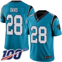 Carolina Panthers #28 Mike Davis Blue Alternate Men's Stitched NFL 100th Season Vapor Untouchable Limited Jersey