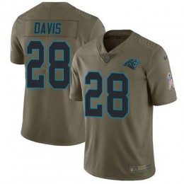Carolina Panthers #28 Mike Davis Olive Men's Stitched NFL Limited 2017 Salute To Service Jersey