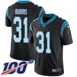 Carolina Panthers #31 Juston Burris Black Team Color Men's Stitched NFL 100th Season Vapor Untouchable Limited Jersey