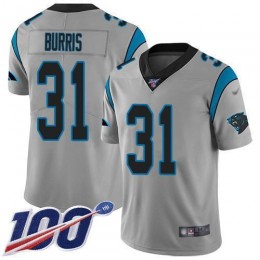 Carolina Panthers #31 Juston Burris Silver Men's Stitched NFL Limited Inverted Legend 100th Season Jersey