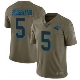 Carolina Panthers #5 Teddy Bridgewater Olive Men's Stitched NFL Limited 2017 Salute To Service Jersey