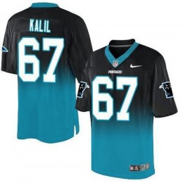 Carolina Panthers #67 Ryan Kalil Black/Blue Men's Stitched NFL Elite Fadeaway Fashion Jersey