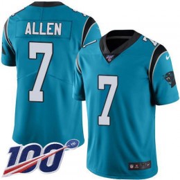 Carolina Panthers #7 Kyle Allen Blue Men's Stitched NFL Limited Rush 100th Season Jersey
