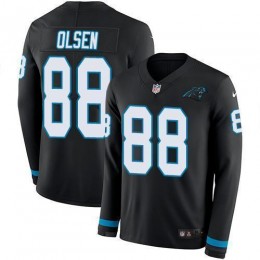 Carolina Panthers #88 Greg Olsen Black Team Color Men's Stitched NFL Limited Therma Long Sleeve Jersey
