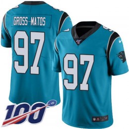 Carolina Panthers #97 Yetur Gross-Matos Blue Men's Stitched NFL Limited Rush 100th Season Jersey
