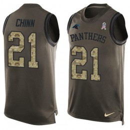 Panthers #21 Jeremy Chinn Green Men's Stitched NFL Limited Salute To Service Tank Top Jersey