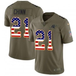 Panthers #21 Jeremy Chinn Olive/USA Flag Men's Stitched NFL Limited 2017 Salute To Service Jersey