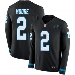 Panthers #2 DJ Moore Black Team Color Men's Stitched NFL Limited Therma Long Sleeve Jersey