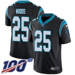 Panthers #25 Xavier Woods Black Team Color Men's Stitched NFL 100th Season Vapor Untouchable Limited Jersey