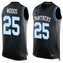 Panthers #25 Xavier Woods Black Team Color Men's Stitched NFL Limited Tank Top Jersey