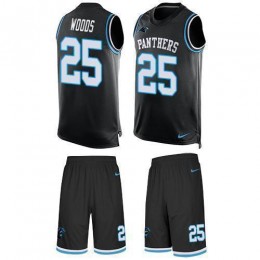 Panthers #25 Xavier Woods Black Team Color Men's Stitched NFL Limited Tank Top Suit Jersey