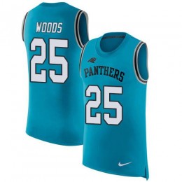 Panthers #25 Xavier Woods Blue Alternate Men's Stitched NFL Limited Rush Tank Top Jersey