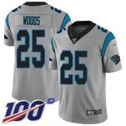 Panthers #25 Xavier Woods Silver Men's Stitched NFL Limited Inverted Legend 100th Season Jersey