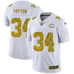 Chicago Bears #34 Walter Payton Men's Flocked Leopard Print Vapor Limited NFL Jersey White