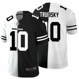 Chicago Chicago Bears #10 Mitchell Trubisky Men's Black V White Peace Split Vapor Untouchable Limited NFL Jersey