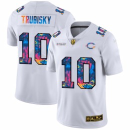 Chicago Chicago Bears #10 Mitchell Trubisky Men's White Multi-Color 2020 NFL Crucial Catch Limited NFL Jersey
