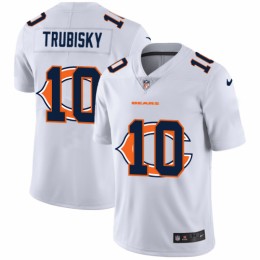 Chicago Chicago Bears #10 Mitchell Trubisky White Men's Team Logo Dual Overlap Limited NFL Jersey