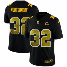 Chicago Chicago Bears #32 David Montgomery Men's Black Golden Sequin Vapor Limited NFL Jersey
